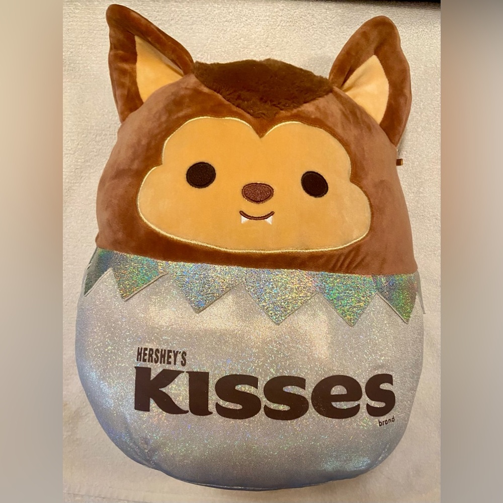 Squishmallow Wade the Werewolf in a Hershey kiss costume 13”